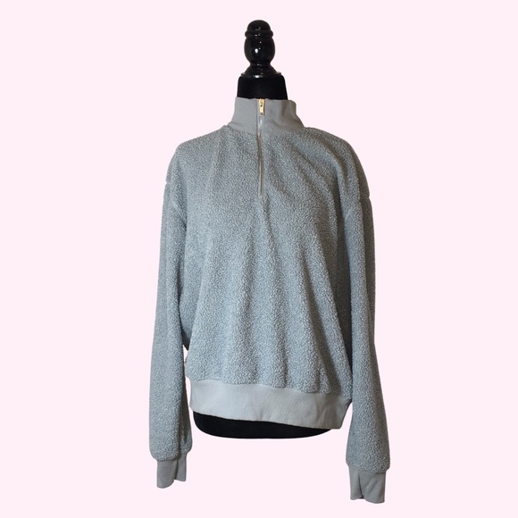 TopShop Grey Fluffy Funnel Half Zip Sweater - Picture 6 of 9